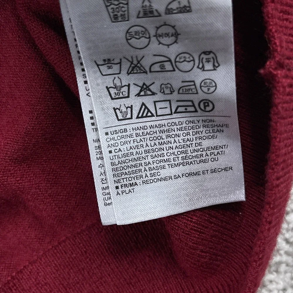 Banana Republic Mens Sweater XL Red Merino Wool Quarter Zip Pullover Casual Prep